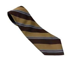 Southwick Carl Sterr Striped Silk Necktie Handmade in Canada Retro Brown‎ Tan